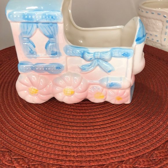 Vintage Nursery Themed Porcelain Music Box Decorative Planter Lot - Picture 11 of 16